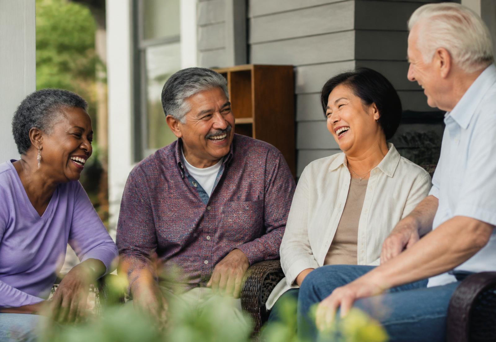 A licensed advisor reviewing Medicare options with a smiling senior couple at their home